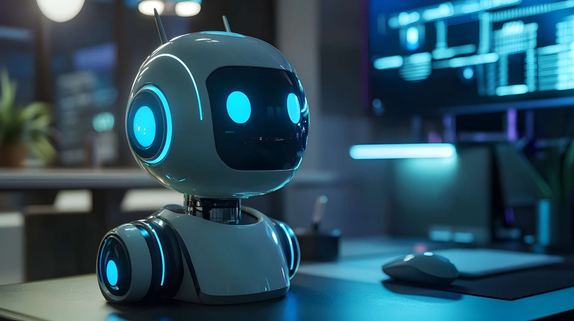 Artificial intelligence in work to help maximize efficiency in company.AI technology to solve some tasks more easily.